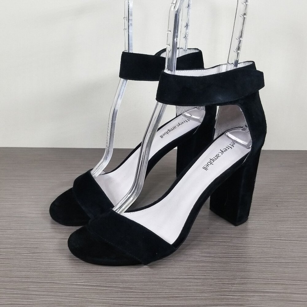 Jeffrey Campbell Lindsay Ankle Strap Sandal, Black Suede, Womens Size 8 M